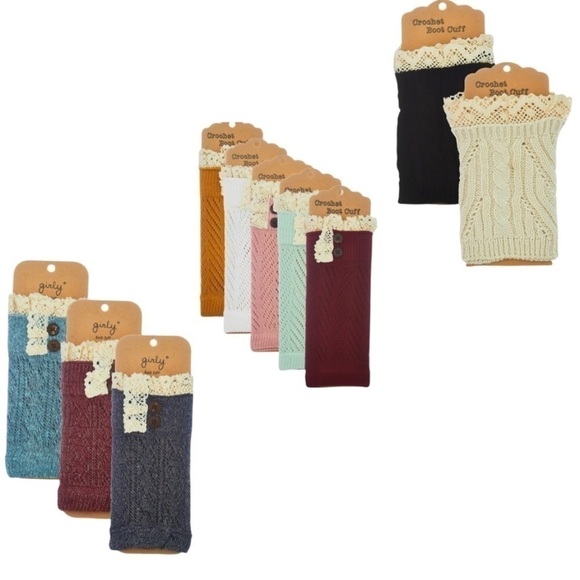 New with Tags Chunky Knit Boot Cuffs with Lace Trim and Buttons - Picture 10 of 12